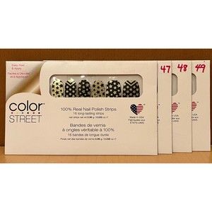 Color Street Nail Polish Strips Salute To You Stripes Black Gold (set of 4) NEW